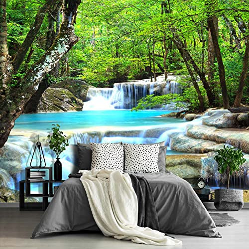 Fightal - Beautiful Nature Jungle Landscape Forest Wallpaper Living Room Woodland feng Shui Scenic Lake Large Wall Mural Bedroom Waterfall Scenery murals Home Meditation Room Decor 151x105