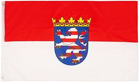 PHENO FLAGS Hessen Flagge 90x150cm - wetterbeständige Fahne mit Messingösen, 100% Polyester, robuste Doppelnaht & in lebendigen Farben - ideal für Flaggen-Liebhaber