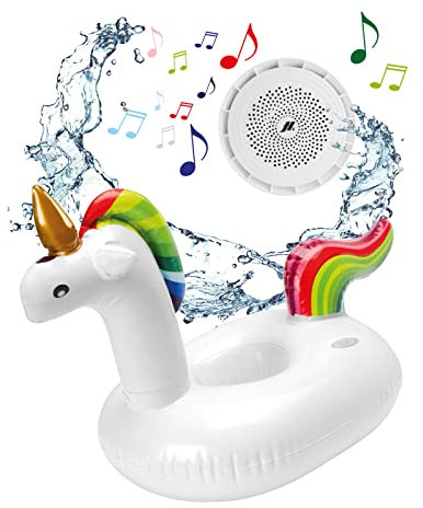 Music Hero Floating Speaker wireless impermeabile, cassa audio 3W con gonfiabile a forma di fenicottero, altoparlante per piscina, vasca e feste, mini pompa e cavo di ricarica inclusi, rosa, unica