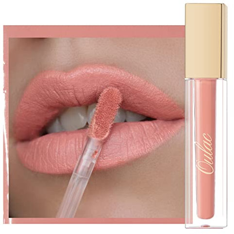 Oulac Flüssiger Matt Lippenstift, Pfirsich Lippenstifte, Langanhaltend mit Kussechter, Intensiver Farbabgabe, präzisem Applikator, Mattem Finish, Vegan Clean Beauty, Liquid Lipstick 4,5 ml (M05)