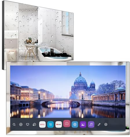elecsung - Sintonizador de televisión inteligente con espejo LED 4K UHD (ATSC) Pantallas, IP65 impermeable, Dolby Atmos, Watch Netflix, PrimeVideo, Alexa incorporada, Wi-fi, 320A023, modelo 2024
