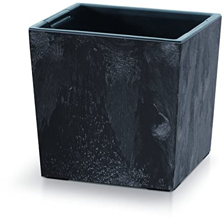 URBNLIVING Vaso da fiori quadrato moderno in cemento, grande, per interni ed esterni, decorazione contemporanea, D24 cm x H24 cm (antracite)
