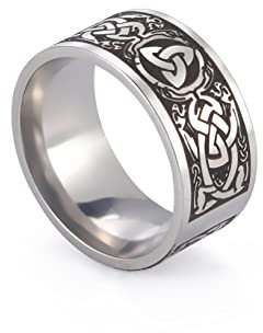 Triquetra Trinity Knoten Ring Hexen Knoten Irischer Keltischer Knoten Claddagh-Ring Edelstahl Nordischer Wikinger Ring Band Schmuck für Männer, Frauen, 7, Edelstein, Edelstahl, Kein edelstein