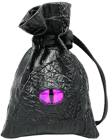 Haxtec Dragon Eye PU-Leder-Kordelzug Tasche, DND Würfelbeutel,Lila | Drachenaugen-Design, Kordelzug, Aufbewahrungstasche für Würfel, Münzen & Zubehör, ideal für D&D, Pathfinder & TTRPG-Spieler