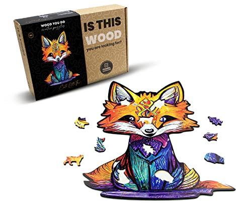 WOOD YOU DO Holzpuzzle Fuchsmotiv Bunt Puzzle Holzpuzzle an Wand Für Erwachsene Wooden Puzzle Holzpuzzles Perfekt Geschenkidee für Erwachsene 19x25cm, 140 Teile (Cute Little Fox,A4, L)