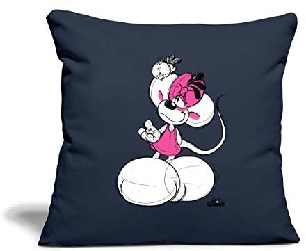 Spreadshirt Diddl Diddlina Füttert Vögelchen Kissenbezug 45 x 45 cm, One Size, Navy