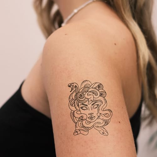 Inkster® Medusa Tattoo | Temporäres Tattoo mit EU-Kosmetikzertifizierung | wasserfest + vegan | revolutionäres 2-Wochen-Tattoo | Fake Tattoos und Klebetattoos für Erwachsene