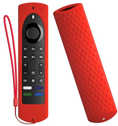 for 2023 Fire TV Stick 4K Max (2nd Gen) /Omni Series/Insignia/Toshiba/Fire TV 2-Series/4-Series- Alexa Voice Remote Control Silicone Cover with Lanyard(Red)