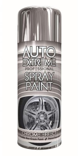 Auto Extreme Quick & Fast Drying Spray Paint 400ml, Professional Quality, Perfect Finish for Satin Cars, Bikes,Vans, Metal, Wood, Plastic (1, Chrome Effect (9955))