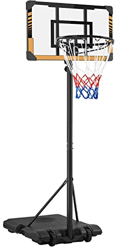Yaheetech Canasta Baloncesto Exterior Tableros de Baloncesto con Ruedas Altura Ajustable 182-212 cm Infantil para 4-10 Años