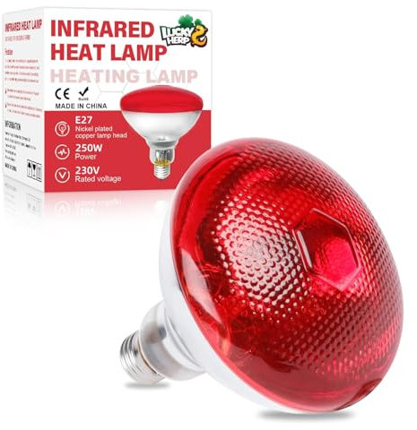 LUCKY HERP Infrared Heat Lamp Bulb, 250W Chicks Infrared Red Heat Lamps, Reptile Heat Light for Chicks, Dogs, Puppies, Cats, Pigs, Bearded Dragon and Animals