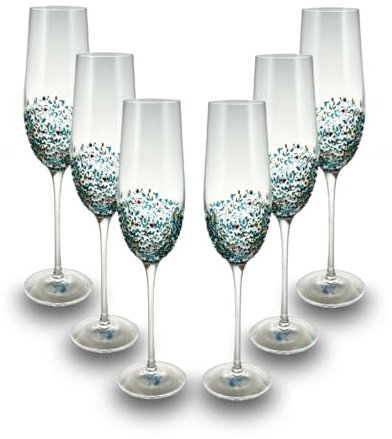 ARCA, Set di 6 Flute in Vetro, per 6 Persone, Bicchieri Ideali per la Tavola, Resistenti e Duraturi, Lavabili in Lavastoviglie, Collezione Spots