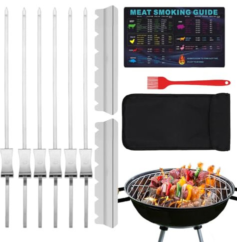 moonyan de metal para brochetas, brochetas para parrilla al aire libre, Brochetas de pollo de 14,7 pulgadas, Brochetas De Kebab De Acero Inoxidable, Brochetas De Pollo, Palillo De Barbacoa, Para Shish