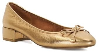 Dune Ladies ADMIRABLY Low Block Heel Ballet Flats Size UK 7 Block Heel Court Shoes Gold