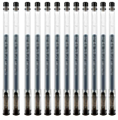QMOWIZ Kugelschreiber 12 Stäbchen Gelschreiber Volles Nadelröhrchen Unterschriftenstift Schülerbedarf Schwarz Prüfungsspezial Große Kapazität Büro Schwarz 0,38 Mm Gel Ink Pen