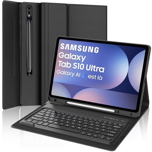 SENGBIRCH Tastatur Hülle für Neu Samsung Galaxy Tab S10 Ultra 14,6 Zoll 2024 - Deutsche QWERTZ Tastatur, Abnehmbare Magnetische Tastatur für Samsung Galaxy Tab S10 Ultra 14,6 2024, Schwarz