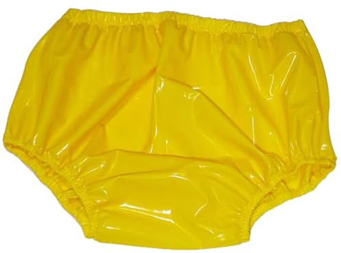 CSGTUO PVC Inkontinenz-Schlupfhose für Erwachsene Kunststoff mit Geruchskontrolle Inkontinenzhose Anti-Seiten-Leckage Physiologisch Kunststoffhose Wiederverwendbare,L,Yellow