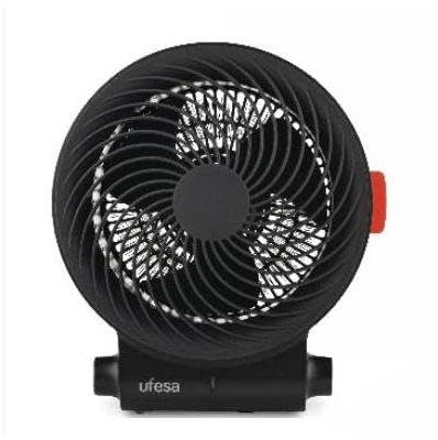 Ufesa Atlas Neo Calefactor - Ventilador de 2000W, 3 Niveles de Potencia Calor/Frio, Termostato Regulable, Protección de Sobrecalentamiento, ABS Resistente al Fuego, Negro