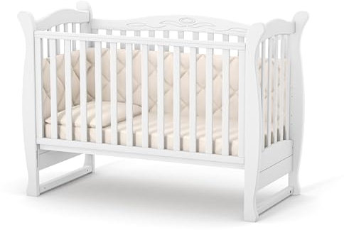 Veres LD15 Babybett (120x60 cm) Klassisches Modell aus Holz (Weiß)