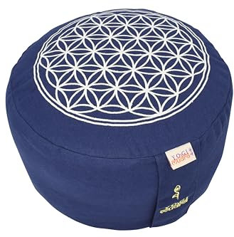 Ersatzbezug für Blume des Lebens Meditationskissen – Rundkissen 1-TLG mit Reißverschluss – Passend für Meditations- & Yogakissen (Blau, Ø30cm x 10cm)