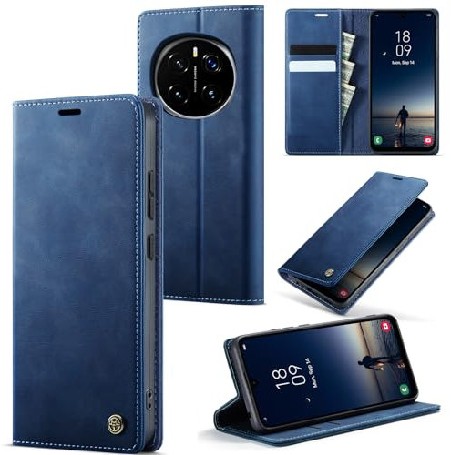 owlhold Handyhülle für Honor Magic 6 Pro hülle Premium PU klapphülle RFID Lederhülle Faltbare Schutzhülle Kartenfach Standfunktion Handytasche hülle Honor Magic 6 Pro 5G - Blau