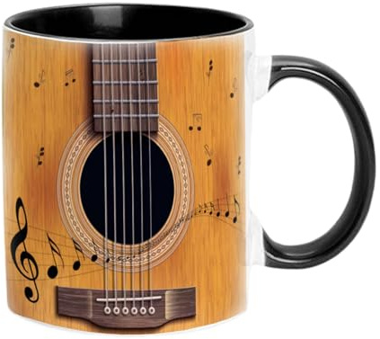 Syengery Mug Thème Musique | Tasse de Voyage Guitare 350ml | Mug Céramique avec Design Piano, Violon | Tasse Amusante pour Amoureux de Musique | Idée Cadeau Originale