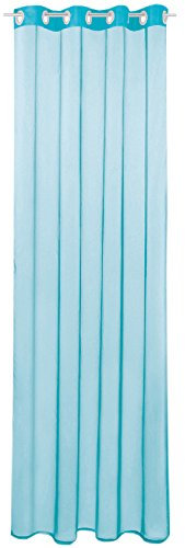 Gardine mit Ösen, Transparent Voile 140 x 175cm (Breite x Länge) in türkis - Aqua, Ösenschal in vielen weiteren Farben und Größen