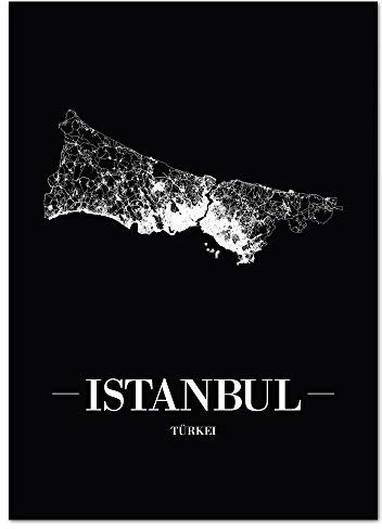 JUNIWORDS Stadtposter - Wähle Deine Stadt - Istanbul - 60 x 90 cm Poster - Schrift A - Schwarz