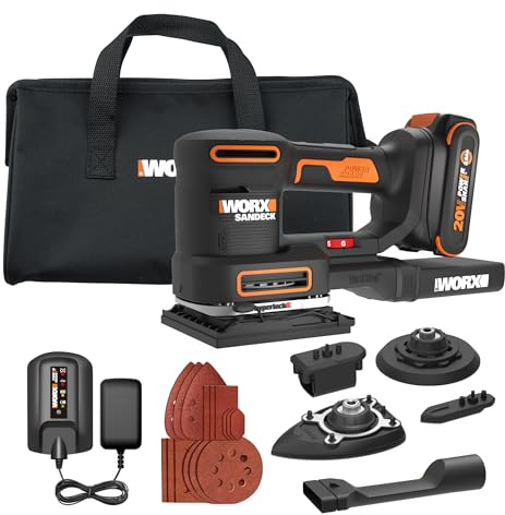 Worx WX820L Random Orbital Sander 20V 5 in 1 Wireless Electric Sander with Battery and Charger