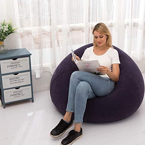LONEEDY aufblasbares Stuhl-Sofa, aufblasbare Sitz-Gaming-Liege, Indoor Outdoor Camping Garten stilvolles weiches Plüsch-Gewebe für Erwachsene Kinder Single (Ball Blue)