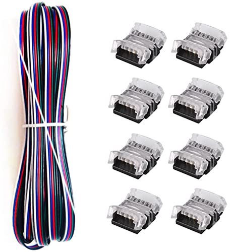 5 Stück 5-polige LED-Streifenverbinder mit 5m/16.4Fuß 22AWG-Verlängerungskabel für nicht wasserdichte 5-polige 12 mm 5050 RGB-LED-Streifen zum Schnellanschluss