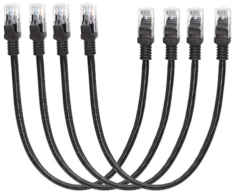 RIIEYOCA Câble de raccordement Ethernet Cat6 1ft, câble réseau Internet haut débit Câbles de raccordement LAN avec connecteurs Rj45 pour routeur, modem, commutateur, serveur, noir, lot de 4