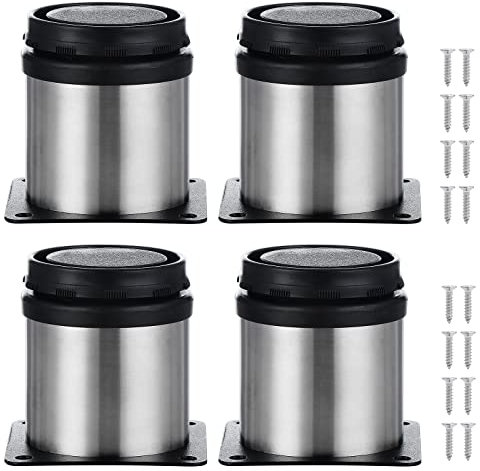 Knpwer 4 Pcs Pieds de Meubles Réglables,50x50mm Pieds Réglables en Acier Inoxydable,Pieds de Table Ronds Réglables,Pieds de Meubles,Pied Cuisine Réglables
