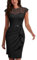 MIUSOL Women's Vintage Lace Cap Sleeve Cocktail Party Formal Wedding Guest Work Bodycon Dress (Large, Black)