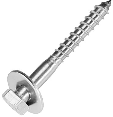 Techtanium® Holzschrauben 10 x 150 mm inkl. großen Unterlegscheiben M10 aus Edelstahl A2 (5 Stück) | Sechskant-Holzschrauben | Beilagscheiben | DIN 571 & DIN 9021