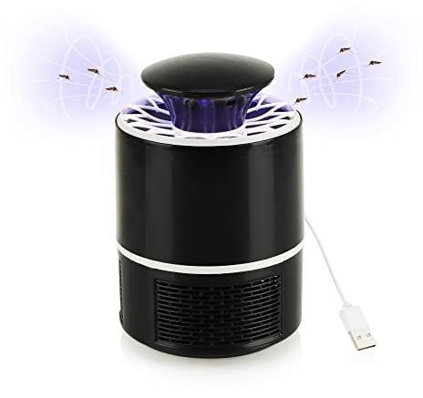 com-four® Elektrische Insektenfalle - Mückenfalle mit UV-Licht und USB-Kabel - mit Strom betriebene Fliegenfalle zum Schutz vor Mücken, Fliegen und Motten (01 Stück - schwarz)