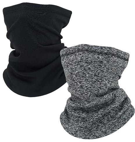 SKHAOVS 2 Stück Loopschal Winddicht,Halswärmer Snood,Halswärmer Winddicht Ski Maske Schlauchschal Warmer,Skimaske für Herren Damen Outdoor Laufen Radfahren Skifahren Motorrad(Schwarz Dunkelgrau)