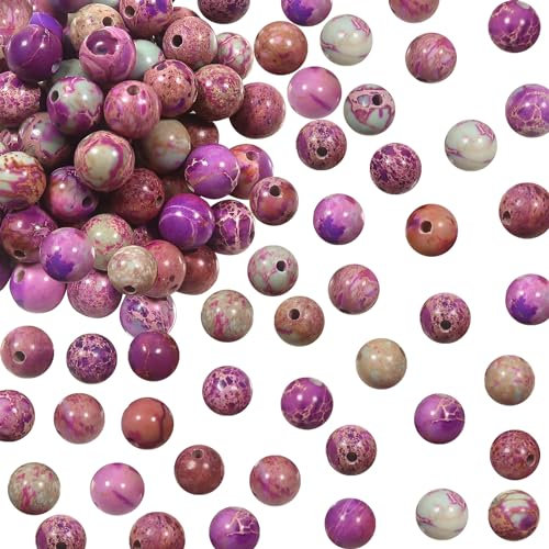 TOAOB 100pcs Perles Pierre Naturelles Jaspe Bleu Violet Regal Sea Sédiment 6mm Perles Rondes en Vrac de Pierres Gemme Énergie Guérison pour Fabrication de Bijoux Collier Bracelet Boucle d'oreille