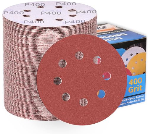 100 Stück Schleifpapier 125mm Klett P400 Körnung Schleifscheiben 8 Löcher Rund Schleifblätter Profi für Exzenterschleifer-ALPXUXP