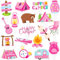 Happy Camper Cupcake Toppers 48Pcs Pink Camper Themed Cupcake Toppers Happy Camper Birthday Decoration Camping Party Cake Picks for Camper Theme Baby Shower Supplies