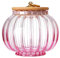 800ml Glass Pumpkin Jar With Lid Pumpkin Glass Container for Candy Sugar with Wooden Lid (Pink)