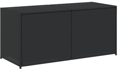 vidaXL Gartentruhe, Kissenbox Auflagenbox mit Deckel, Gartenbox Garten Aufbewahrungsbox mit wasserfestem Beutel, Spielzeugbox Gartenmöbel, Schwarz 283L Poly Rattan