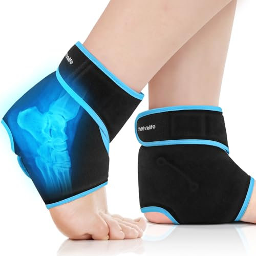 Lot de 2 compresses de glace pour cheville - Contre les gonflements, la fasciite plantaire, le soulagement de la douleur au pied, les blessures - Réutilisable - Pour tendinite d'Achille, entorse de la
