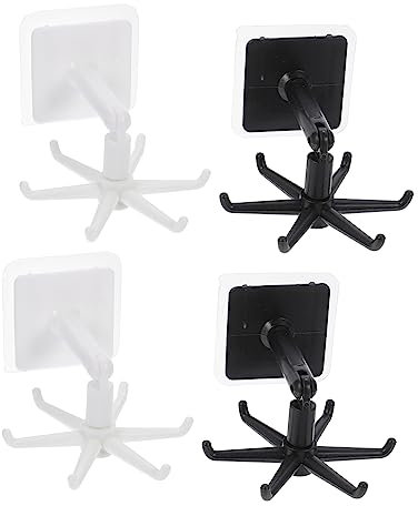 MAGICLULU 4pcs Rotary Folding Sticky Hook Kitchen Utensil Holder Kitchen Finishing Rack Spatula Shelf Utensil Hanger Soup Ladle Holder Multi-Purpose Kitchen Holder Soup Ladle Rack