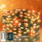 JXLEDAYY 9.9 FT 60 LED Fairy Lights Battery Operated String Lights Green Copper Wire Christmas Lights with Remote Timer 8 Modes for Tree Greenery Bedroom Wreath Garden Wedding Decoration Orange