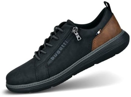 bugatti Herren EIN klassischer Sneaker mit Einer leichten Sohle und Zipper, schwarz, 44 EU