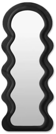 SensaHome Wavy gepolsterter Standspiegel – Ganzkörperspiegel Wildledersamt – 60 x 160 – Schwarz