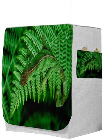 Highdi 3D Funda de Lavadora Cubierta Impermeable, Secadoras de Carga Frontal Protector Exterior Cubierta a Prueba de Polvo (Camaleón 5,Capacidad L 10,5~12 kg)