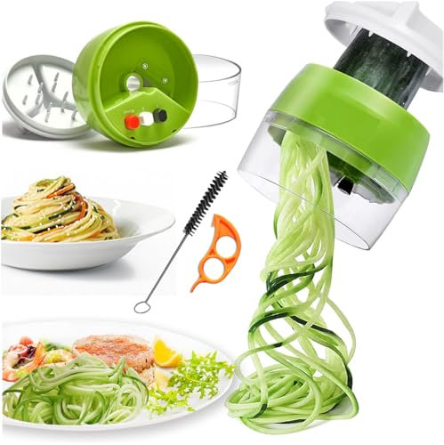Espiralizador de Verduras. Pelador Verduras Incluido | Rallador de Verduras | Espiralizador de Verduras | Sacapuntas Calabacin | Espaguetis Calabacin Maquina + Bursh y peladora