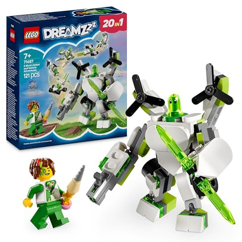 LEGO DREAMZzz Z-Blob’s Robot and Vehicle Adventures Set with 20 Build Options Including a Plane, Helicopter, Submarine and a Racing Car Toy, Birthday Gift for 7 Plus Year Old Boys & Girls 71487